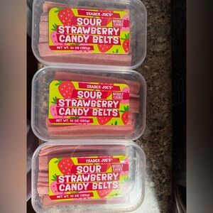 Trader Joe's Sour Strawberry Candy Belts 3 BOXES 🍓